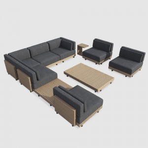 Outdoor Modern Couch Teak Wood Furniture Garden Sofas