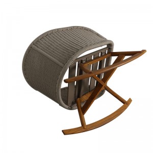 European style garden furniture lazy chair outdoor rolling chair teak wood leg rattan rocking sofa chair