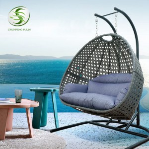 Factory Supply 3-Seater Steel Swing Chair with Small Table Attached