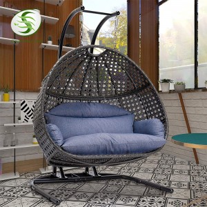 Factory Supply 3-Seater Steel Swing Chair with Small Table Attached