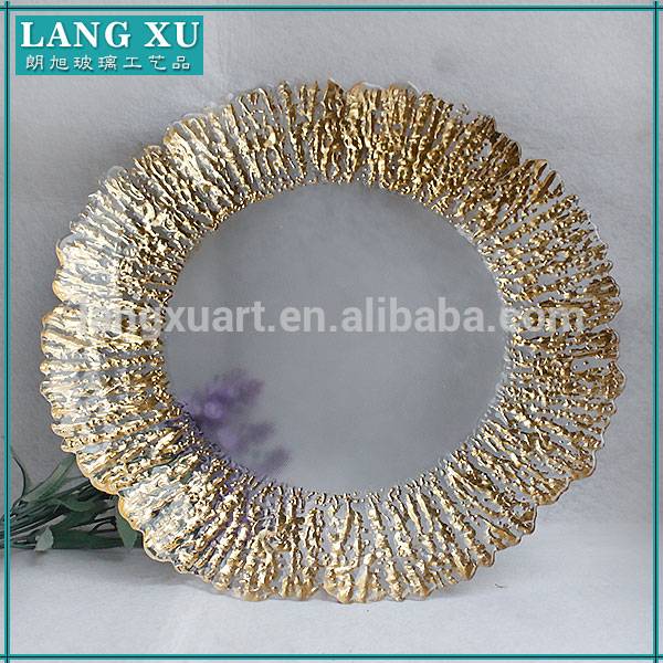 Online Exporter White Wine Glass - Home deco wedding restaurant reef gold glass charger plate for dinner plate – Langxu