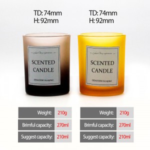 wholesale luxury customized amber black ombre colors frosted scented wax candle jar with wooden lids for candle making FAJ7492