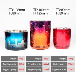 wholesale electroplated red blue laser engraving cylinder round bottom christmas decorative empty scented candle jar FAJ7492