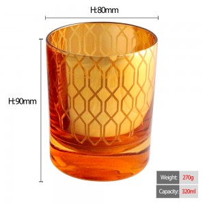 wholesale luxury electroplated gold silver rose gold colored effect and laser engraving empty cylinder scent candle container glass candle jar for candle making FAJ8090