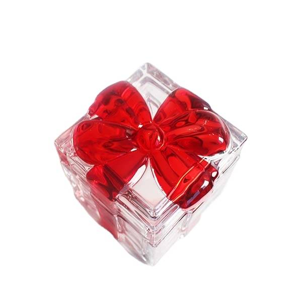 Glass Jars For Candles Manufacturers - Crystal bowknot square shaped glass candy container in different sizes – Langxu