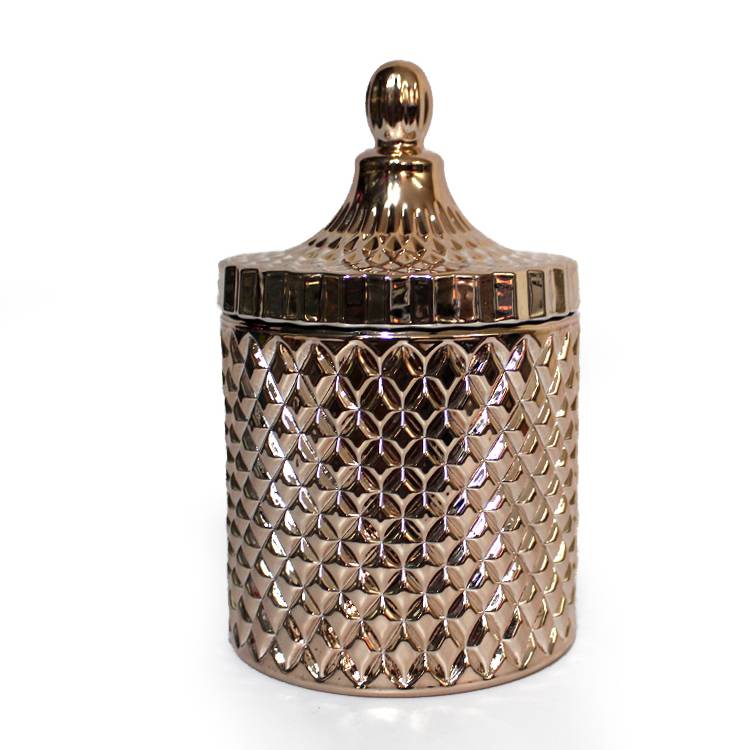 china wholesale Black Matte Candle Jar pricelist - custom electroplated rose gold glass jar for candle wax – Langxu