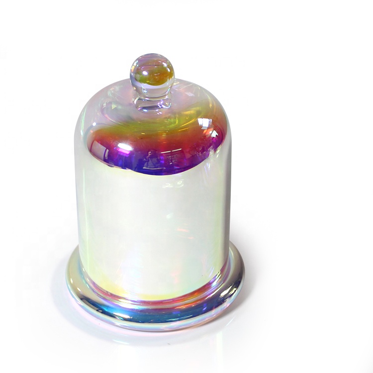 Wholesale colorful wax container scented glass candle vessel Glass Wax jar with glass lid FJRC-001