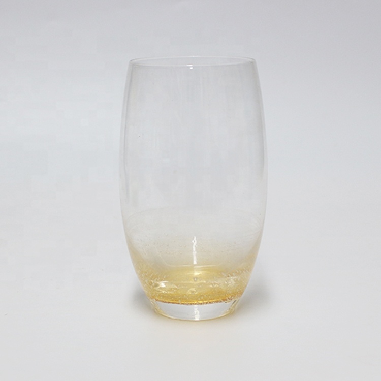 FengJun new wholesales good quality red green blue yellow tall empty stemless wine glass transparent orange juice glass cup
