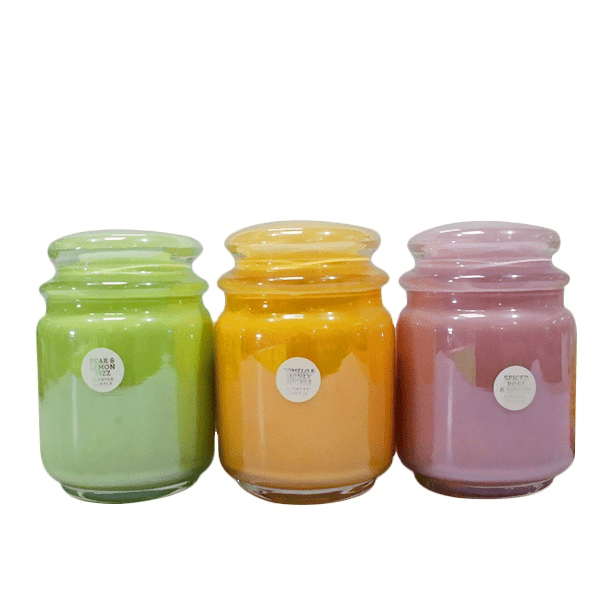 LX-GB009 lovely cute mellow yellow color unique decorative glass massage candle jar