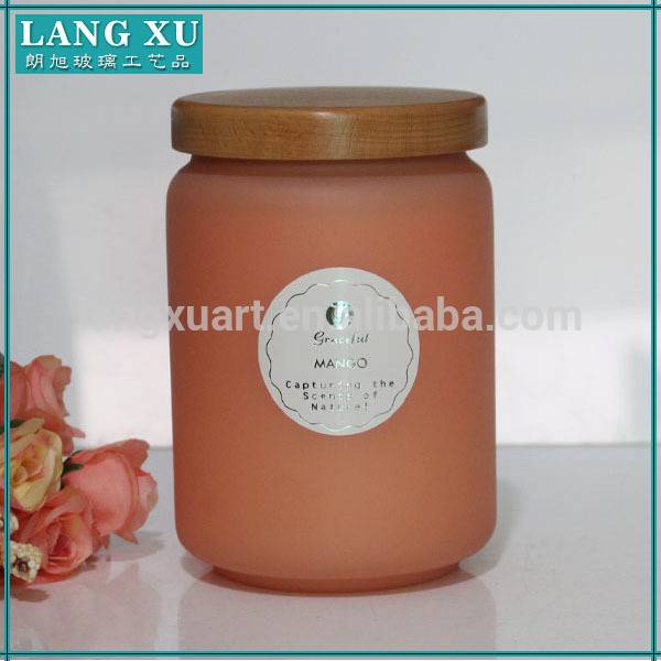 china wholesale Unique Candle Jars pricelist - Shijiazhuang Langxu orange color luxury unique candle jars with wooden lids – Langxu