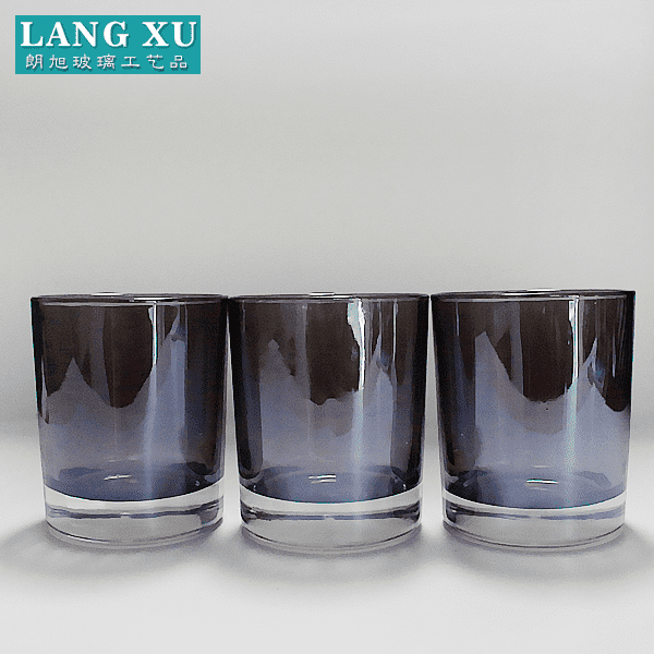 china wholesale Candle Holder Black pricelist - FAC90100 thick bottom 360ml grey color cylinder glass candle container – Langxu