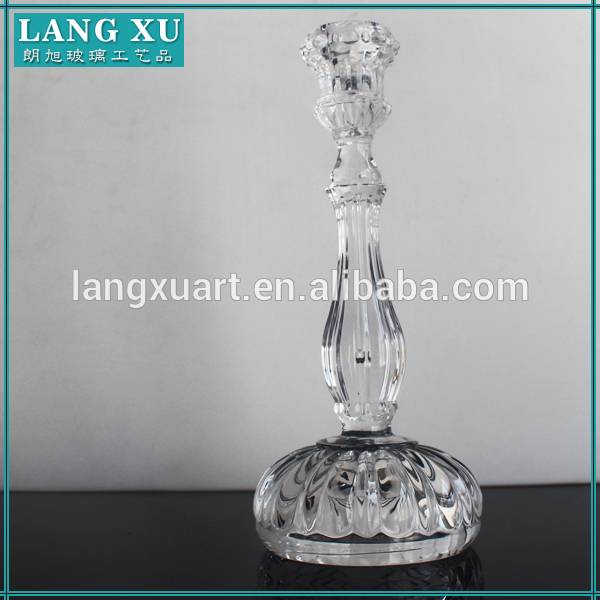 china wholesale Taper Candle Holder Glass Factory - Transparent long-stemmed taper tall glass candle holders – Langxu