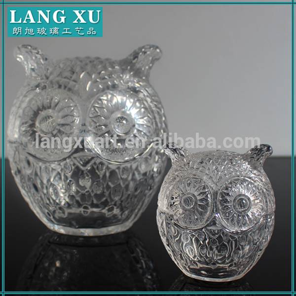 Cute two sizes animal-shaped owl shaped glass jar