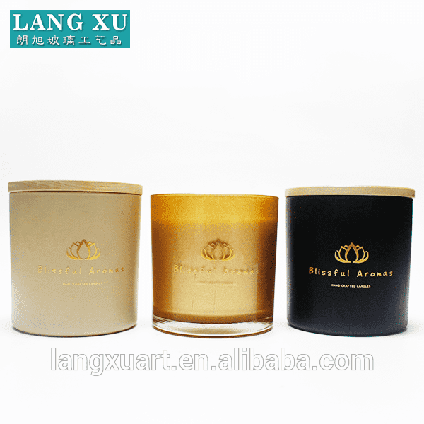 High quality cheap custom scented soy candle making wax candle holder glass jar with wooden lid JW1010