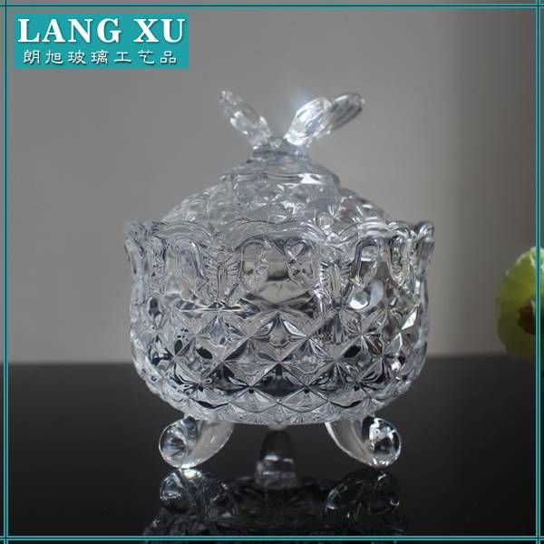 Butterfly shape clear candle glass with lid