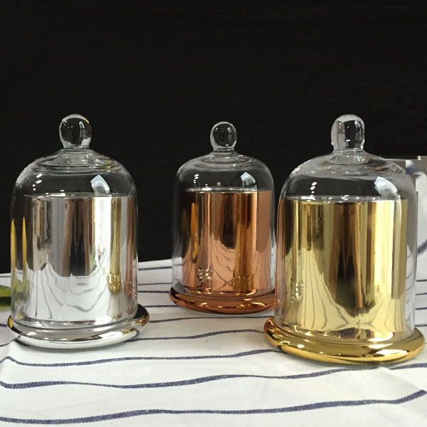 Candle Jars Glass quotes - LXSX-112M gold copper silver dome cloche bell candle glass jar dome lid – Langxu