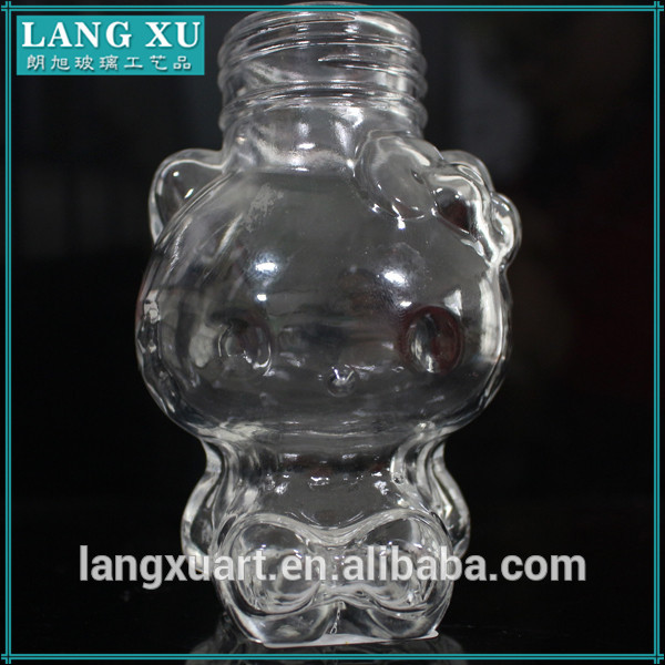 china wholesale Clear Candle Glass Jar With Glass Lid Suppliers - 138ml hello kitty cat animal shape glass juice bottle – Langxu