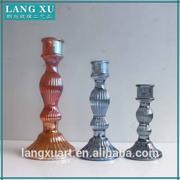 china wholesale Candle Holders Wholesale Suppliers - LX-A008 pressed wedding electro plating glass crystal colored candlesticks – Langxu