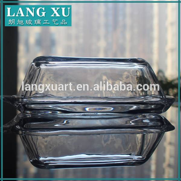 Fast delivery Black Glass Candle Jar - glass rectangle butter plate with cover supplier – Langxu