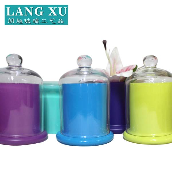Christmas Candle Jars Suppliers - 300ml colored candle jars with glass domed lids – Langxu