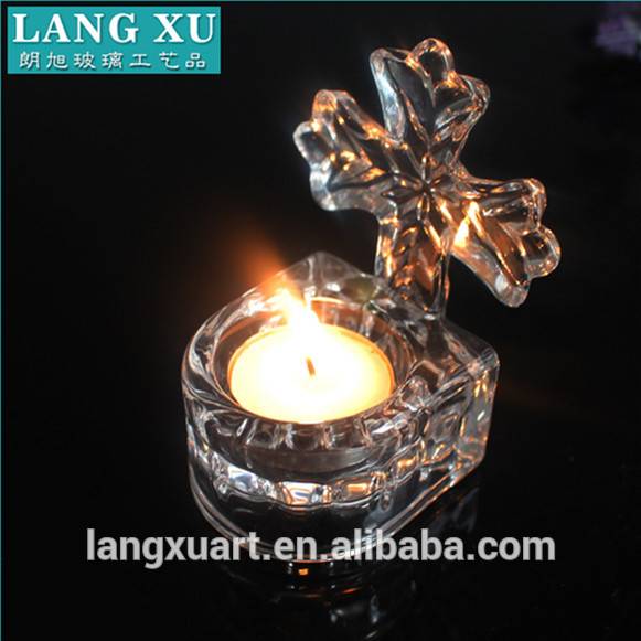 china wholesale Square Candle Holder pricelist - religion glass cross candle holder tealight candle holder church candle holder – Langxu