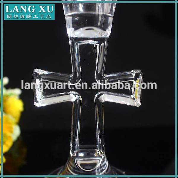 transparent crucifix decoration glass candle stands