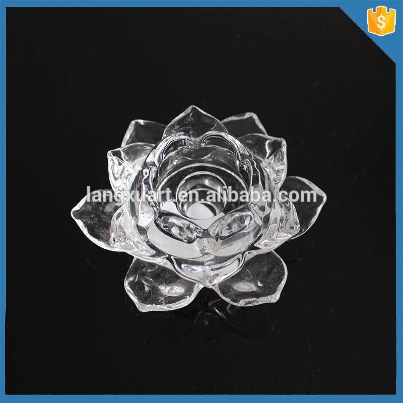china wholesale Candle Holder Jar Suppliers - LXHY-Z182Y 165g home decoration glass transparent crystal lotus candle holder – Langxu