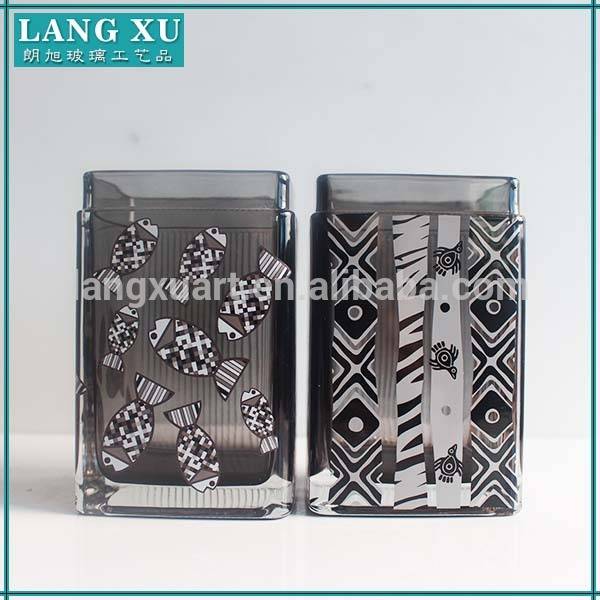 Clear Candle Glass Jar With Glass Lid Manufacturers - Natural Decorative glass matt black candle jar – Langxu