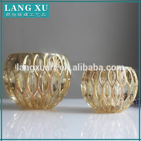 china wholesale Silver Candle Holders Factory - LXHY-0049 New design hand press rose gold ball glass tea light candle holder – Langxu