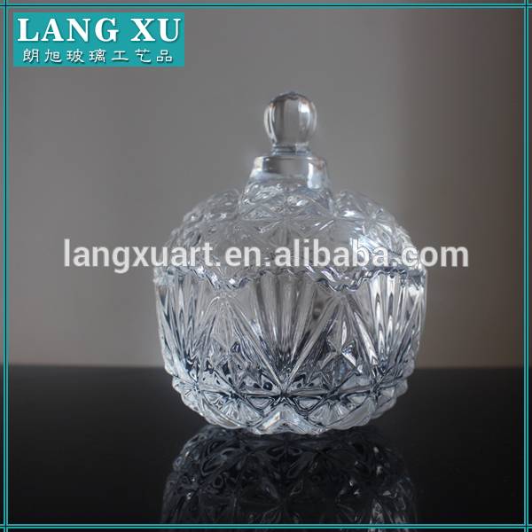 china wholesale Amber Candle Jar Factories - Clear Glass Crystal Design 8 oz Sugar Bowls Set & Tray / Decorative Candy Dishes – Langxu