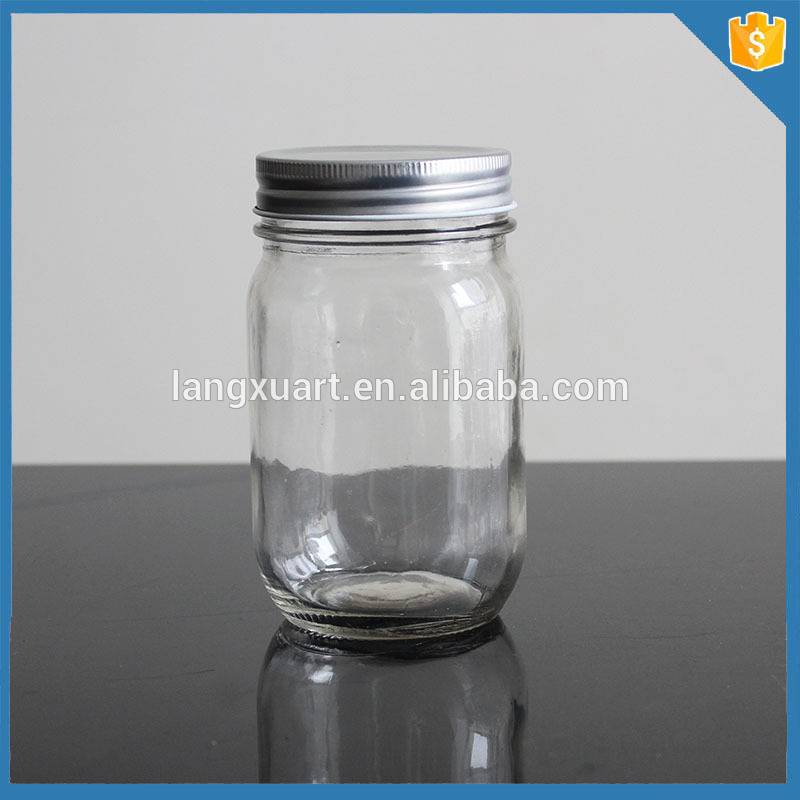 china wholesale 16oz Glass Candle Jar With Lid - 16oz drinking glass mason jar with silver lid – Langxu