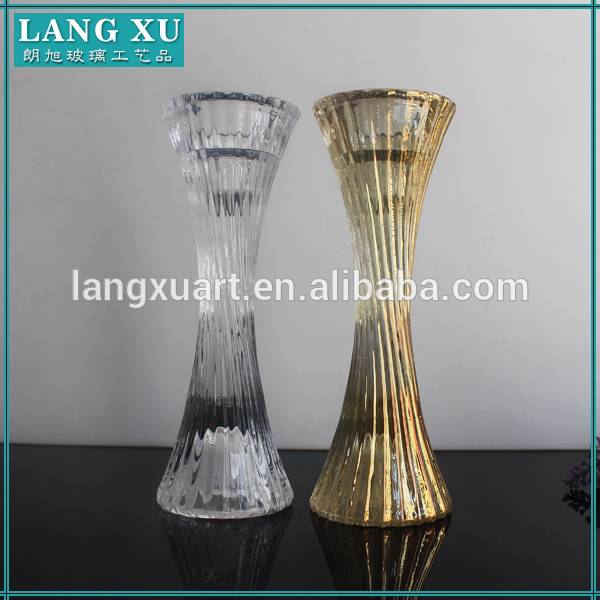 LXHY-A013 Gold decoration Handmade Large Floor Glass Candle Holders