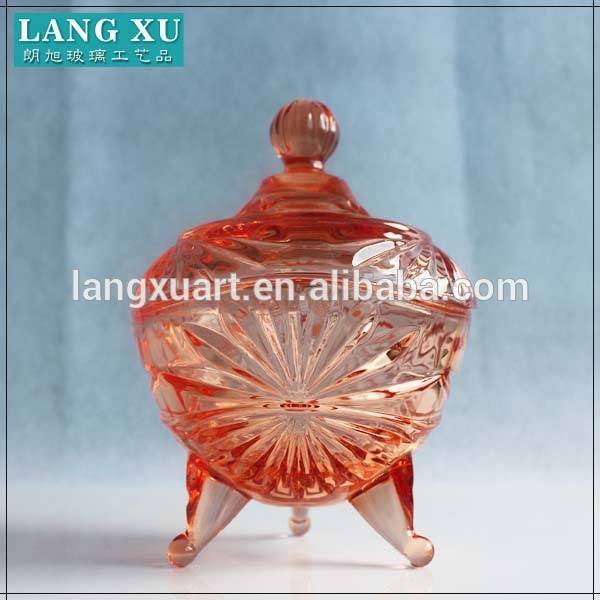 Candle Jars With Wooden Lids Factories - LXHY-T059PI vintage gold glass candy jar with lid – Langxu