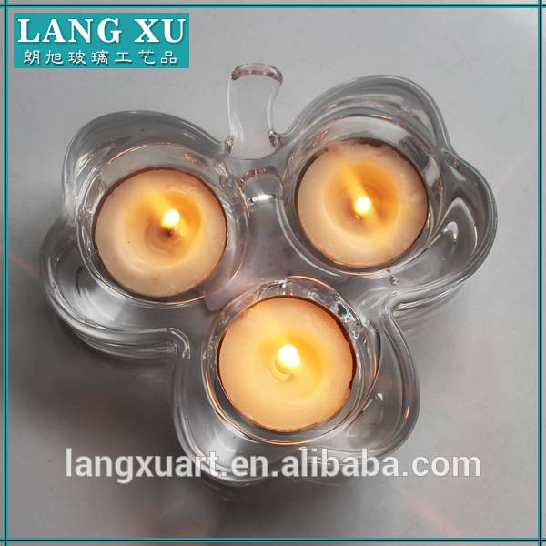 china wholesale Cylinder Glass Candle Holder quotes - LX-Z198 crystal glass 3 three holes tealight clover trefoil candle holder – Langxu