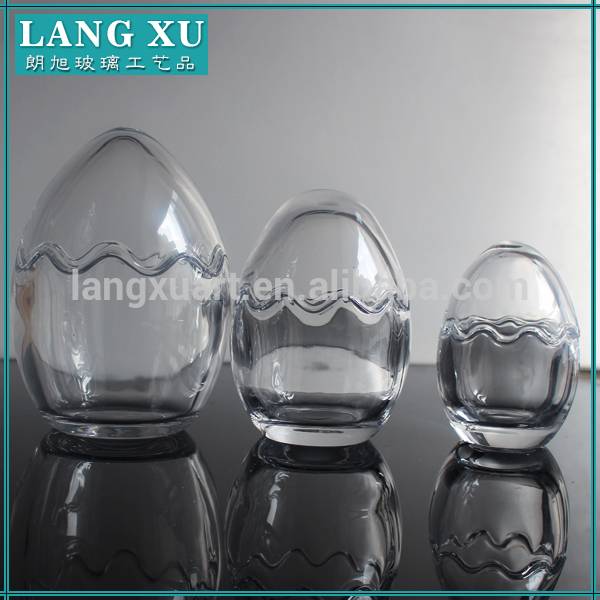 china wholesale Geo Cut Glass Candle Jar Factory - Clear color egg shaped glass candle holder empty candle jars – Langxu
