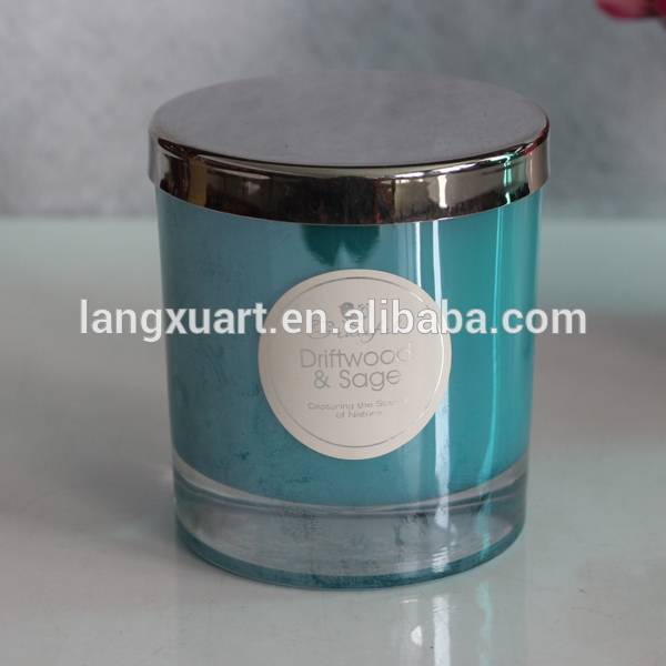 New Fashion Design for Cylinder Glass Candle Holder - home decoration graceful aqua glass candle jar with lid – Langxu