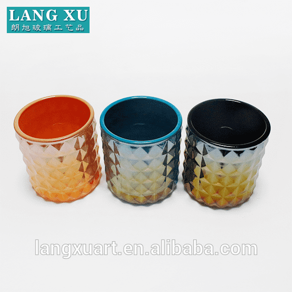 Matte Black Candle Jar Suppliers - Modern electroplating modern glass jar candle holder with metal lid – Langxu