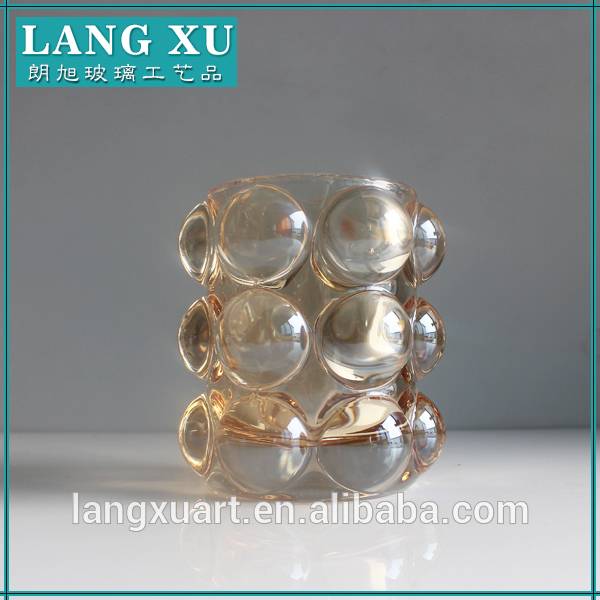 LXSX-Z129-1 6.5*8.3*9.9 small electroplating gold cylinder glass bubble candle holder