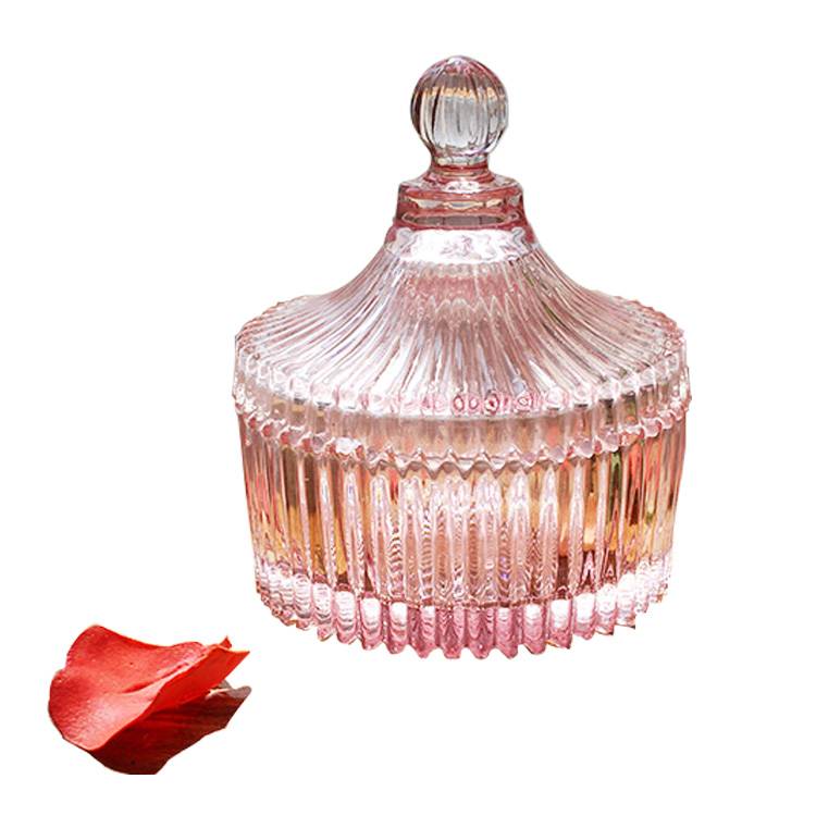 Good Quality Candle Jars Glass - 2018 new design  table containers pink color candy jar tent glass candle jar – Langxu
