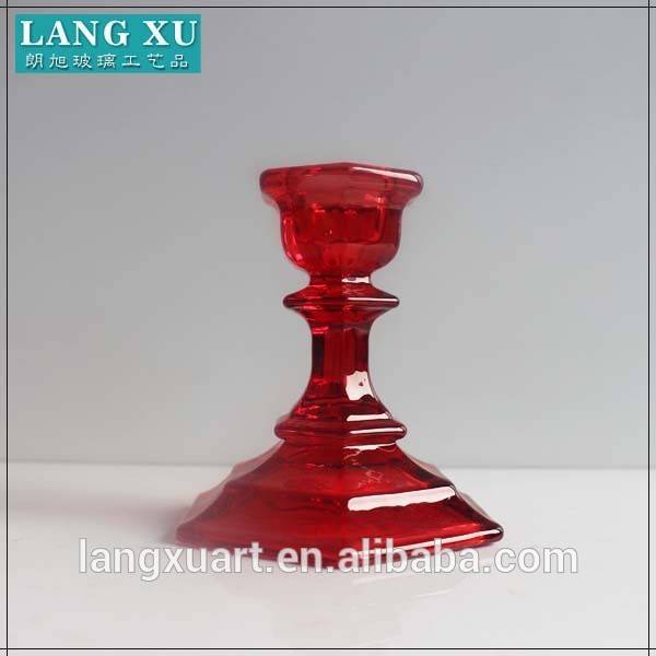 china wholesale Candle Holder For Home Decor Factory - LX-A056 colored 4" bulk tall red glass taper candlestick holders – Langxu