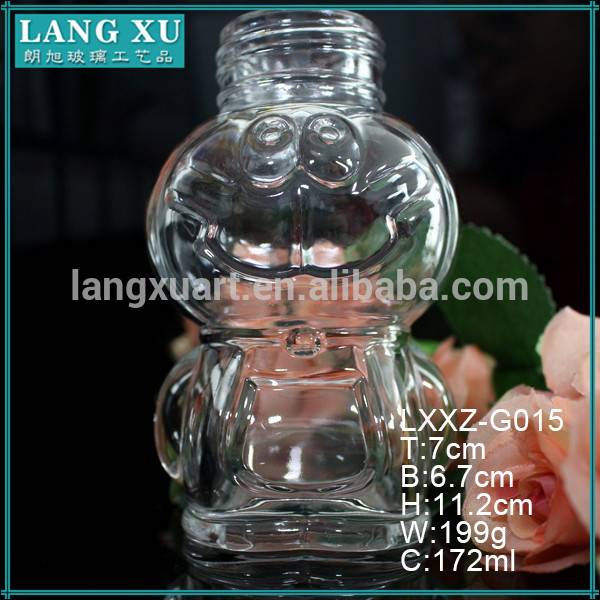 150ml cat shaped china factory clear custom glass honey bottle