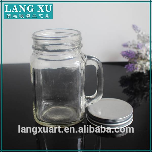 china wholesale Empty Glass Candle Jar - LX wholesale 16oz mason glass jar with handle – Langxu