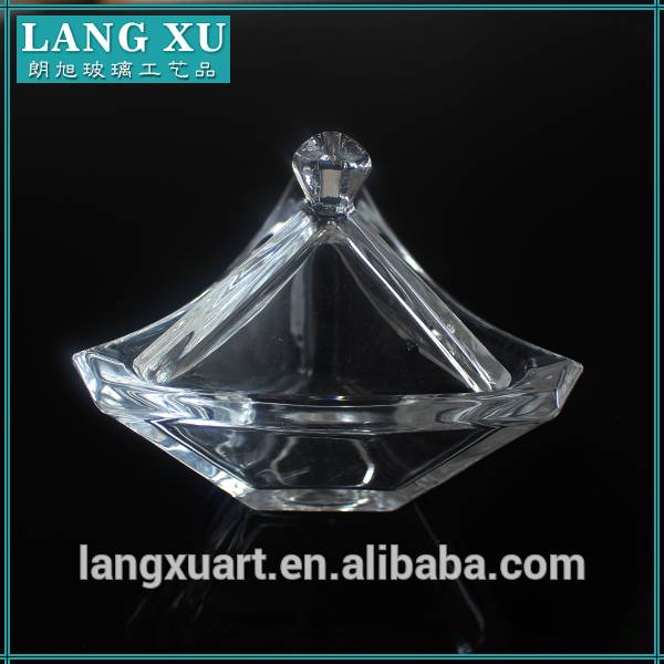 LX-T084 triangle clear glass candy jar container