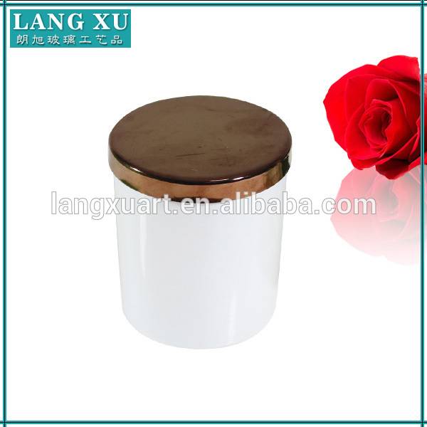 china wholesale Candle Stick Holders - Scented in jar white color candle glass with lid – Langxu