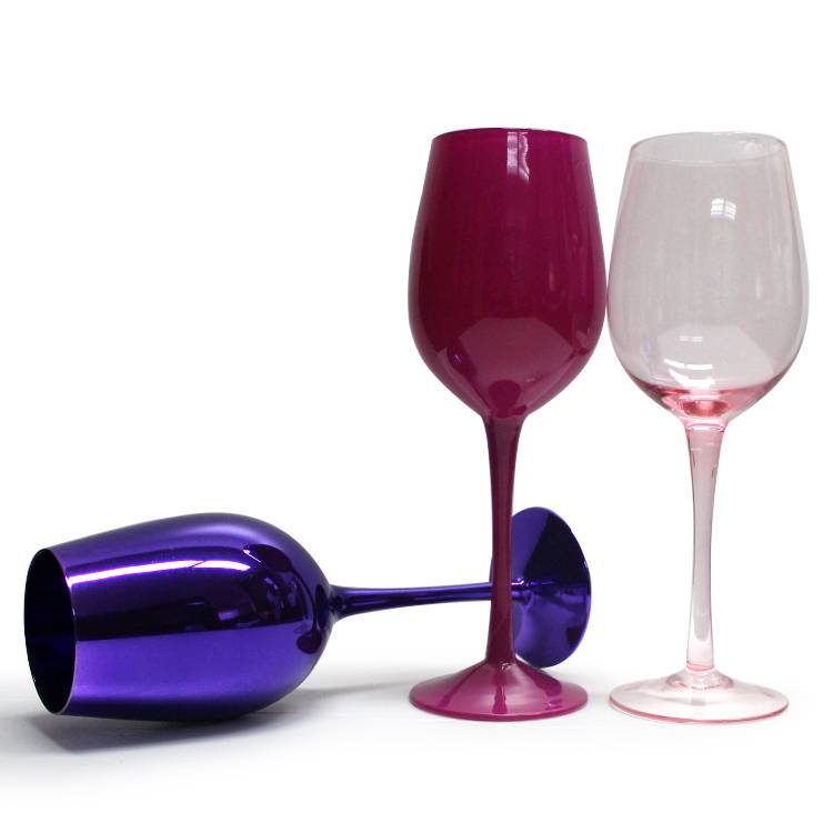 china wholesale Stemware Glassware - 420ml mouthblown red wine plating colored glass goblet cocktail Wedding glass wholesale – Langxu
