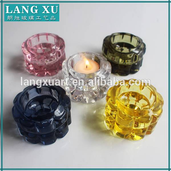 china wholesale 5 Arm Candle Holder pricelist - LXHY-Z061 machine made sprayed flower shape glass tealight candle holder – Langxu