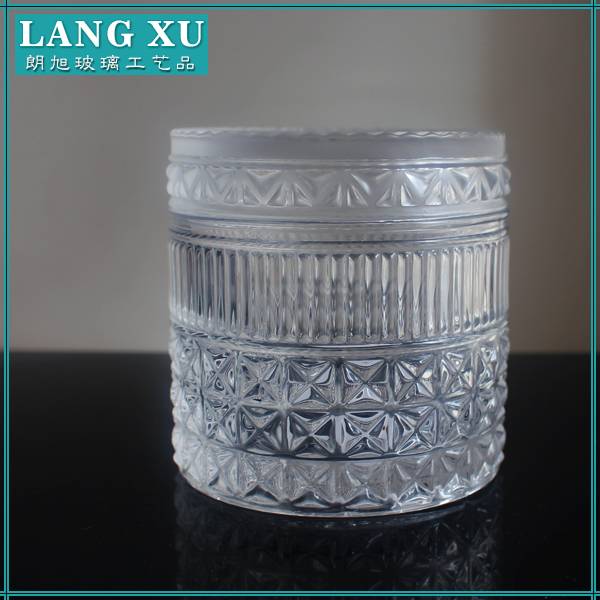 Black Glass Candle Jars Factories - LXHY-T038 art deco vintage candy jars with lids – Langxu