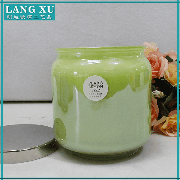 PriceList for Iridescent Candle Jar - 9.5x13cm wax 350g burning time 58hours metallic color big jar OEM soy candle scented – Langxu