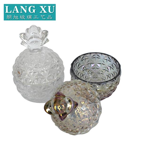 china wholesale Matte Glass Candle Jar Factory - LXHY-T088 Christmas wholesale decorations pineapple clear or pearlized multicolor glass cookie jar – Langxu