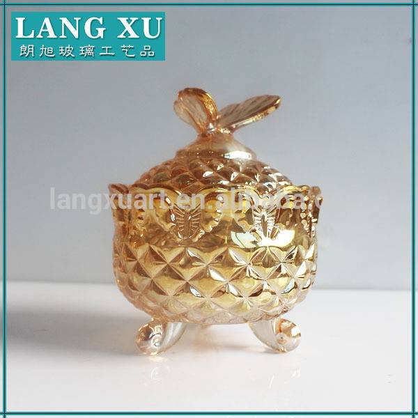 Clear Candle Glass Jar With Glass Lid Manufacturers - wholesale gold colored empty discount glass jars – Langxu